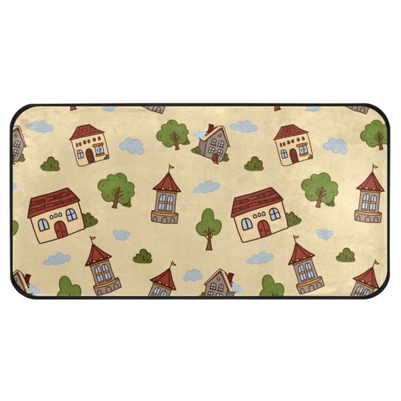 Floating House Kitchen Runner Rug 39x20 in Non Slip Absorbent Cushioned Laundry Bathroom