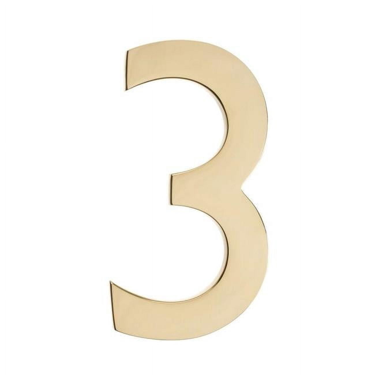 Floating House Number 3, Polished Brass - 4 in.