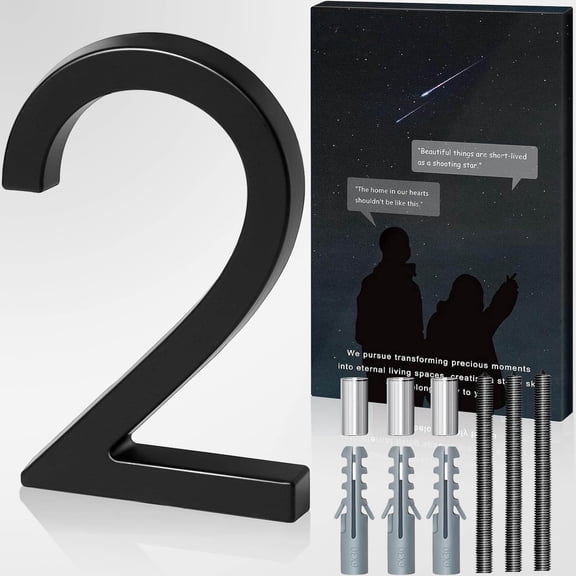 Floating House Numbers and Letters for Outside, Black Metal Modern Outdoor Address Sign for Yard Street and Mailbox, Zinc Alloy Solid Address Numbers and Letters