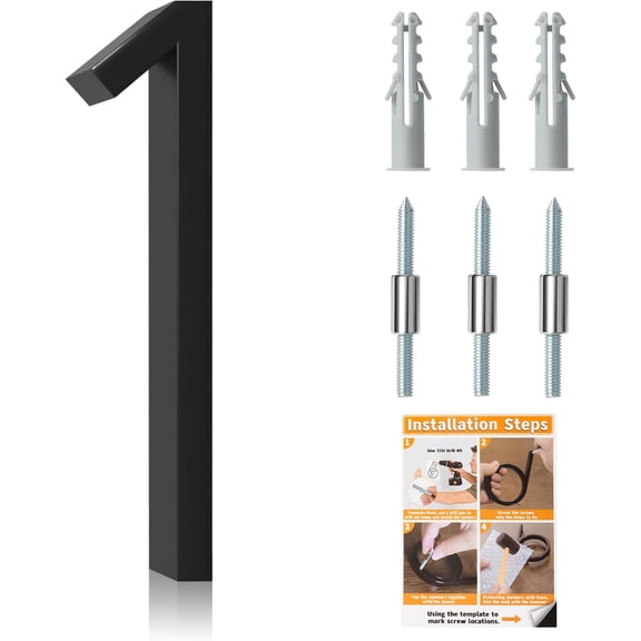 Floating House Numbers for Outside, Metal Modern Address Numbers, Zinc Alloy Anti-Rust Home Address Numbers, High Gloss Black