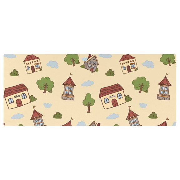 Floating House Stretch Fitted Tablecloth 2.5x6ft Elastic Wrinkle Resistant Cover