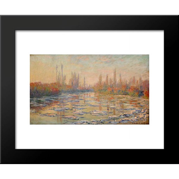 Floating Ice on the Seine 02 20x24 Framed Art Print by Monet, Claude