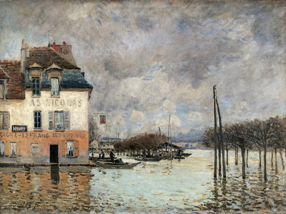 Floating In Port-Marly Canvas Art - (24 x 18)