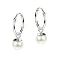 thumbnail image 1 of Floating Iridescence Faux White Pearls on Sterling Silver Hoop Earrings, 1 of 4
