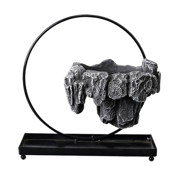 Floating Island Flower Pot Resin Iron Planter with Rockery, Levitating Plant Pot, Futuristic Decor for Moss, Herb, Cactus Container for Home Decor Rockery Landscaping, No plant