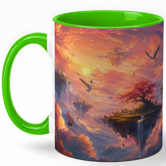 Floating Island Sunset 11oz Ceramic Mug, Fantasy Sky Coffee Cup