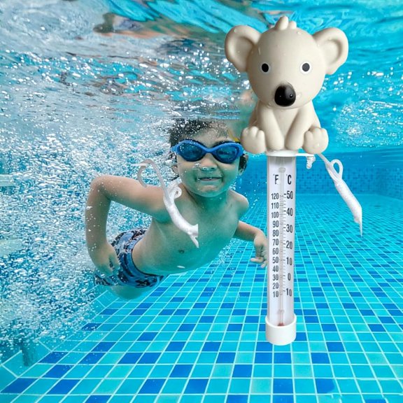 Floating Koala Pool Thermometer with Easy Read Display and with Tether for Outdoor & Indoor Swimming Pools, Ponds,Tub