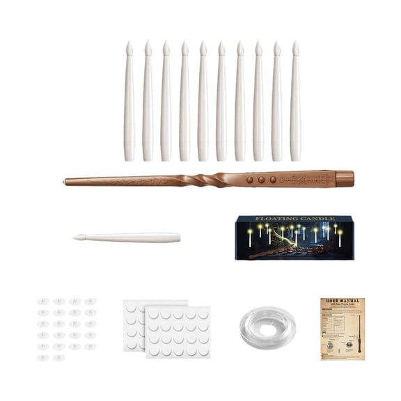 Floating LED Flameless Taper Candles Hanging Candle Set Magic Wand Remote Control Flickering Light Halloween Christmas Party Wedding Ceiling Decor