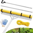 thumbnail image 1 of Floating Lake Rake 36 Aluminum All Purpose Lake And Landscape Rake With 102'' Extension Handle And 52Ft Rope  Algae Removal Yellow, 1 of 6