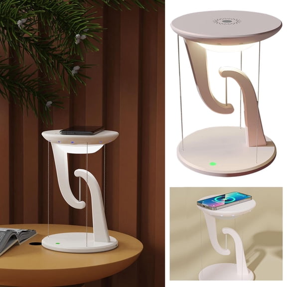 Floating Led Desk Lamp, Wireless Charger Night Light, Home Office Bedroom Desktop, Magnetic Levitation Design Build Build, Modern Tech Gadget Accent Gift Gift Gift