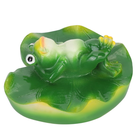 Floating Lotus Leaf Frog Pond Decoration Artificial Resin Animal Statue for Garden Pool, Fountain and Fish Tank Aquatic Landscape Accent Ornament, 4.7 x 4.9 x 2.2 in / 12 x 12.5 x 5.5 cm