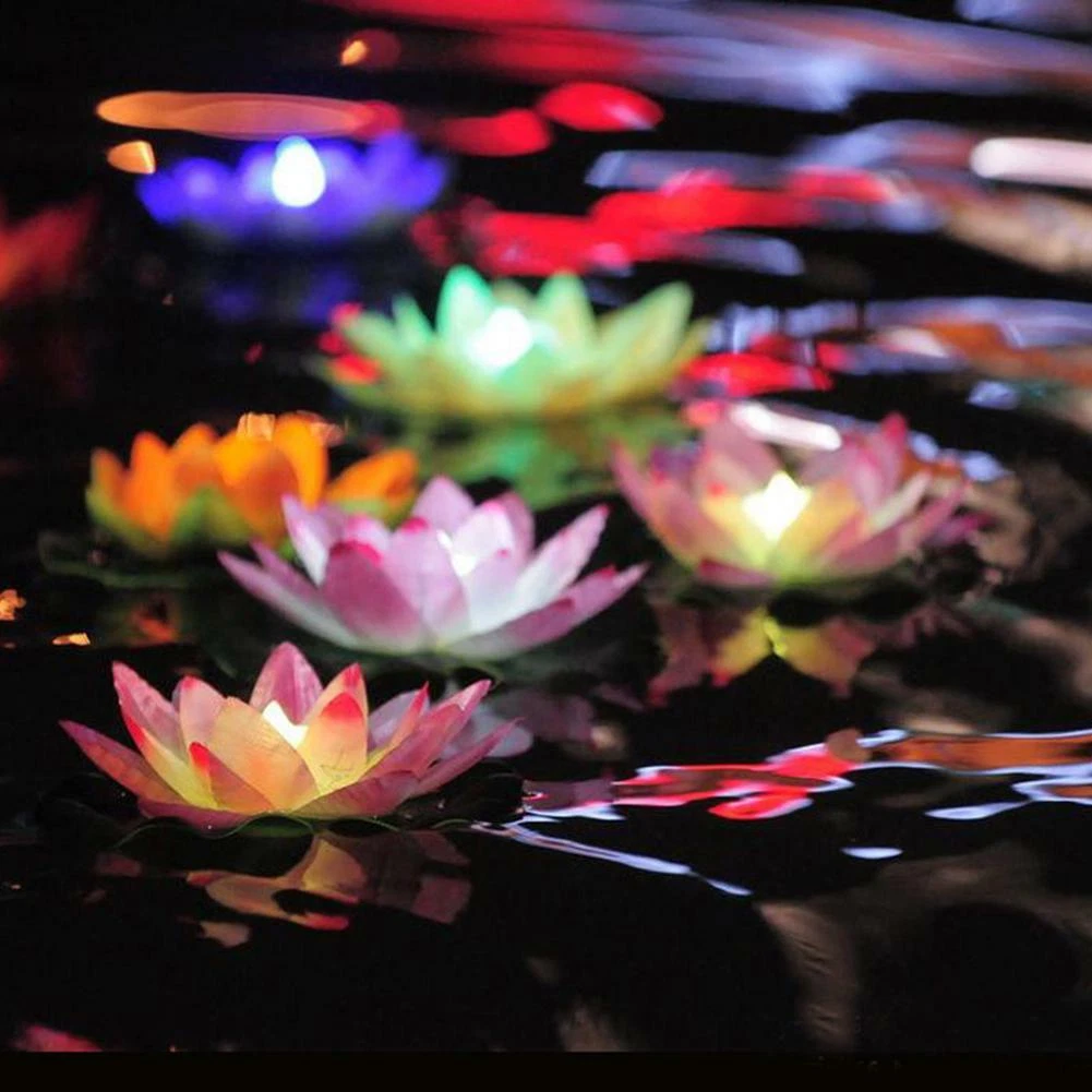 Floating Lotus Lights Water Lily Candles Light For Pool Festival Nigh 12 Packs