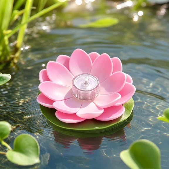 Floating Lotus Pool Lights, Waterproof LED Water Lanterns, Reusable Lily Pad Lights for Wedding, Solar Pond Lights, Romantic Garden Water Feature, Pink
