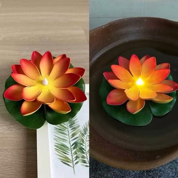 Floating Lotus Tea Lights,Floating Flowers Water Lily Led Candles For Pool,Bath,Wedding,Party,Water Activated Lotus Flower,1Pc