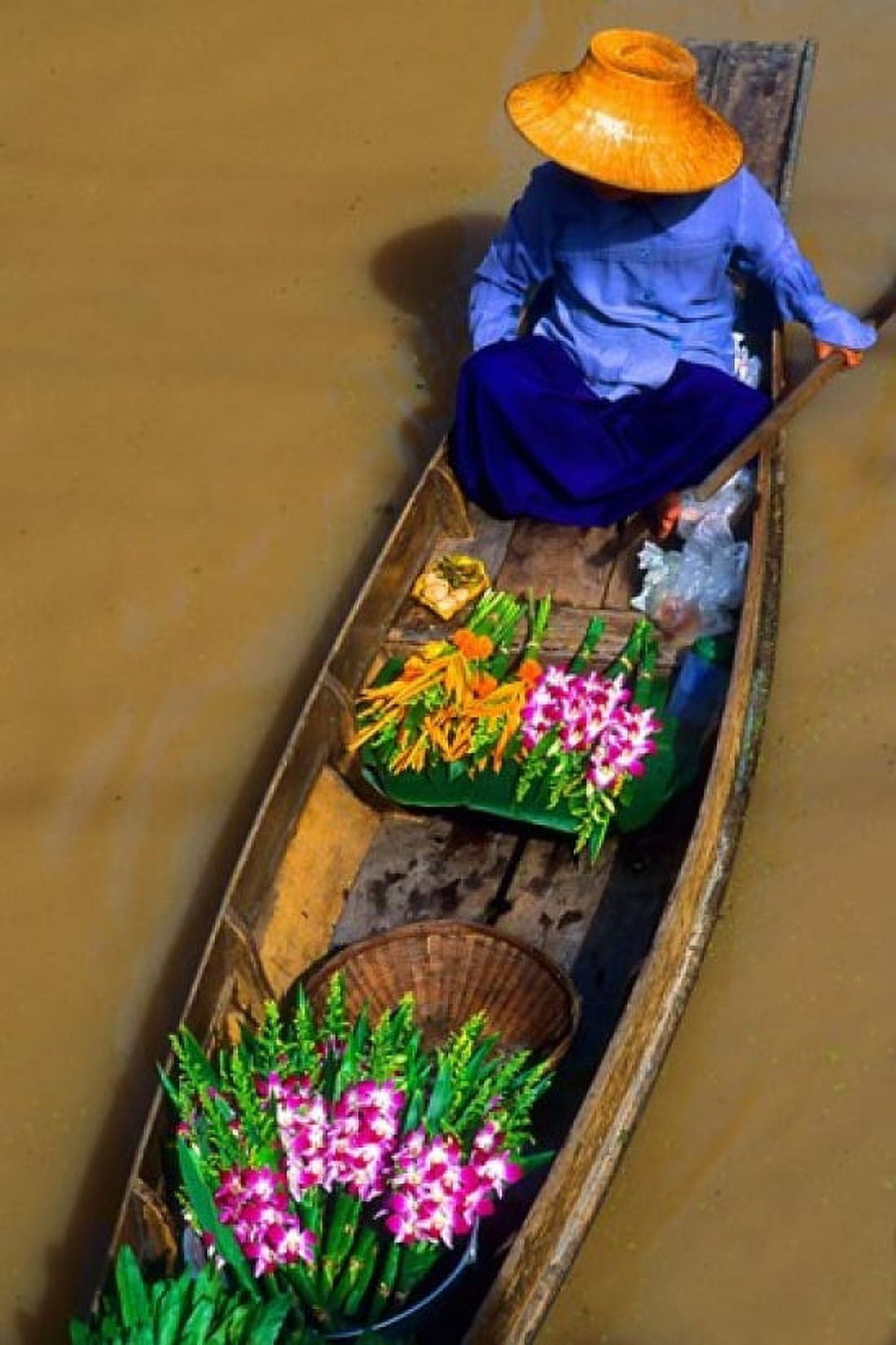 Floating Market at Damnernsaduak near Bangkok Thailand (MR) Canvas Art - Bill Bachmann DanitaDelimont (16 x 23)