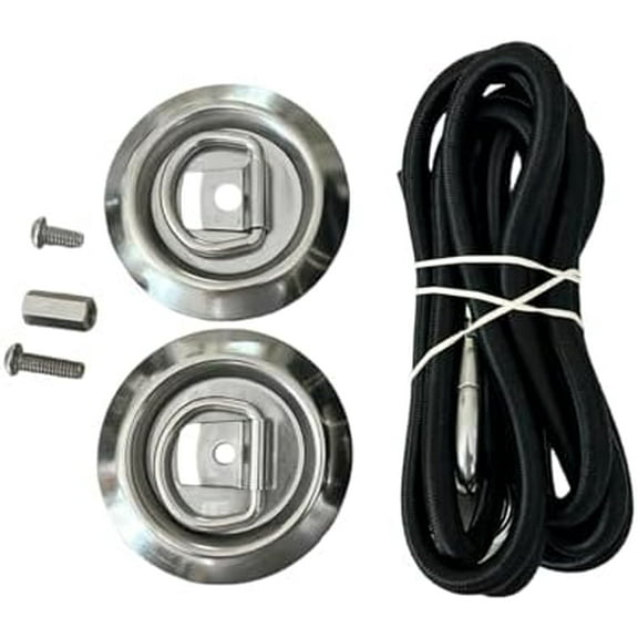 Floating Mat Tether Kit, Floating Mat Accessories - Stainless Steel Tether with 10' Bungee Cord. Upgrade Tether for All Foam Water Pads. Great Replacement for Paradisepad, Floating Oasis & Ifloats