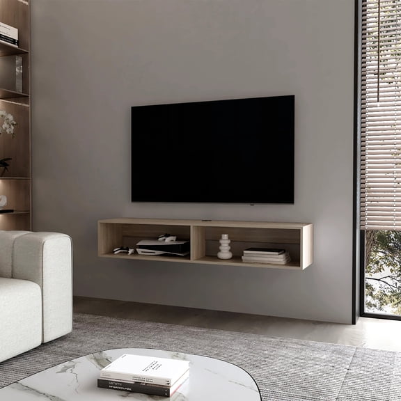 Floating Media Shelving | Keep Devices Accessible in Modern Homes | Melamine Finish | Optimize Living Room Space