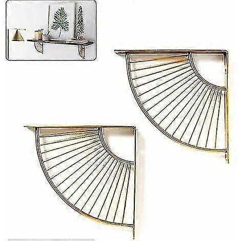 Floating Metal Gold Scalloped Tripod Brackets, Set Of 2 Hanging Shelves Corner Brackets For Dining Room/office/home Decor (15cm/5.9in)
