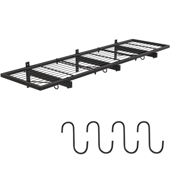 Floating Metal Shelving Unit A-1 Pack, 46"x12.5", 160 Lbs Capacity, With 4 Hooks