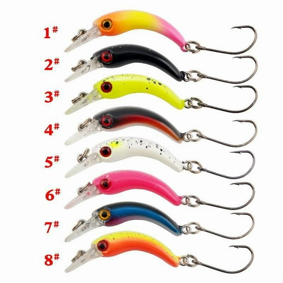 Floating Minnow Fishing Lure, Plastic, 4cm, 1.4g, Built-in Sound Bead, Sharp Single Hook, 1 or 8 Count