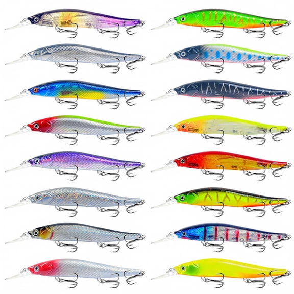 Floating Minnow Hard Fishing Lure Long Casting Saltwater & Freshwater Bait with Diving Lip Available in Multiple Colors
