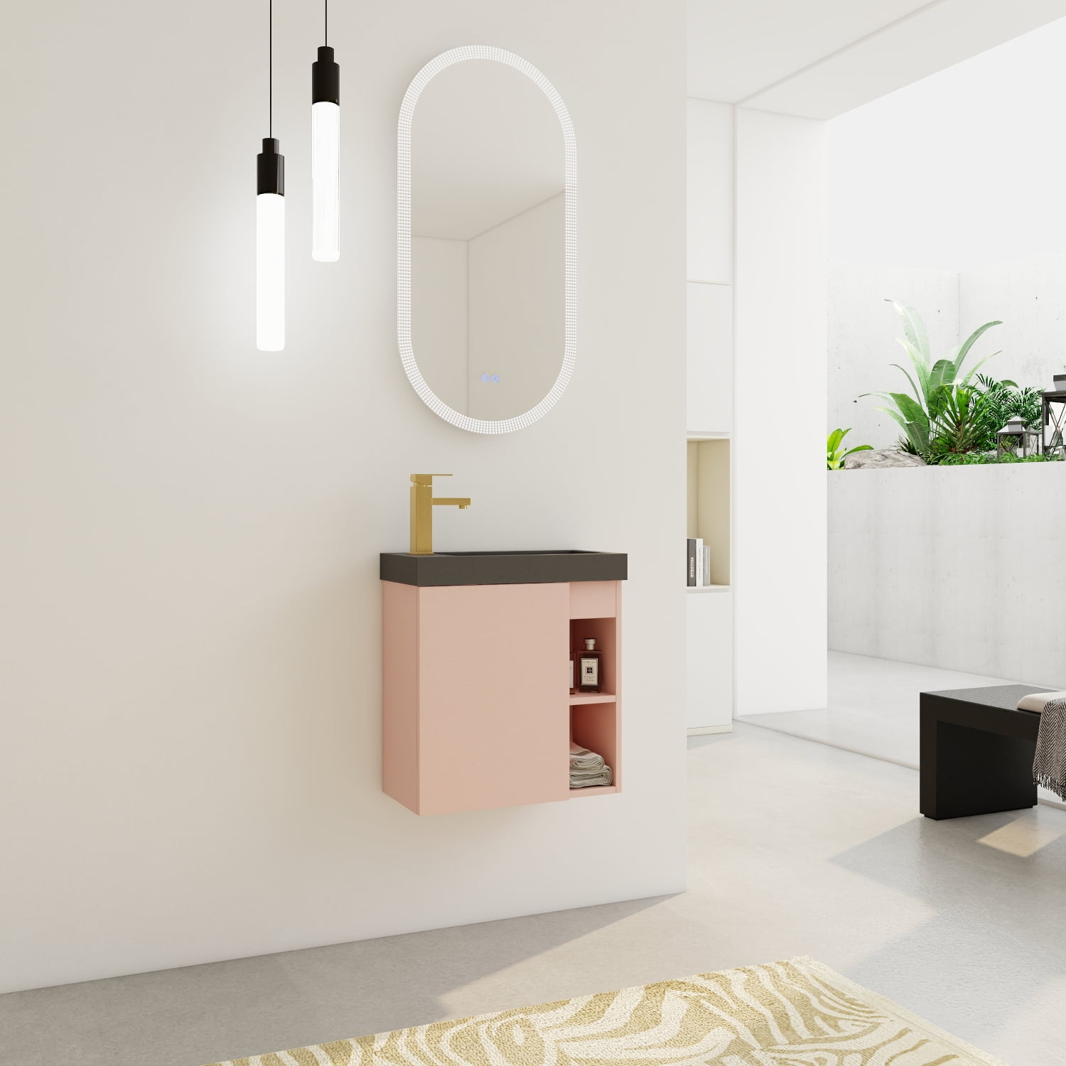 Floating Modern 20‘‘ WallMounted Bathroom Vanity with Elegant Resin