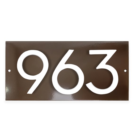 Floating Modern 3" Number Horizontal Address Plaque (3 characters) - Roman Bronze/White