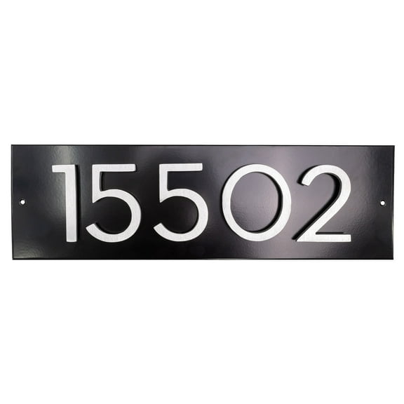 Floating Modern 3" Number Horizontal Address Plaque (5 characters) - Black/Brushed Aluminum