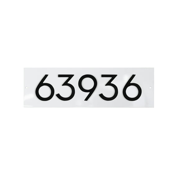 Floating Modern 3" Number Horizontal Address Plaque (5 characters) - White/Black