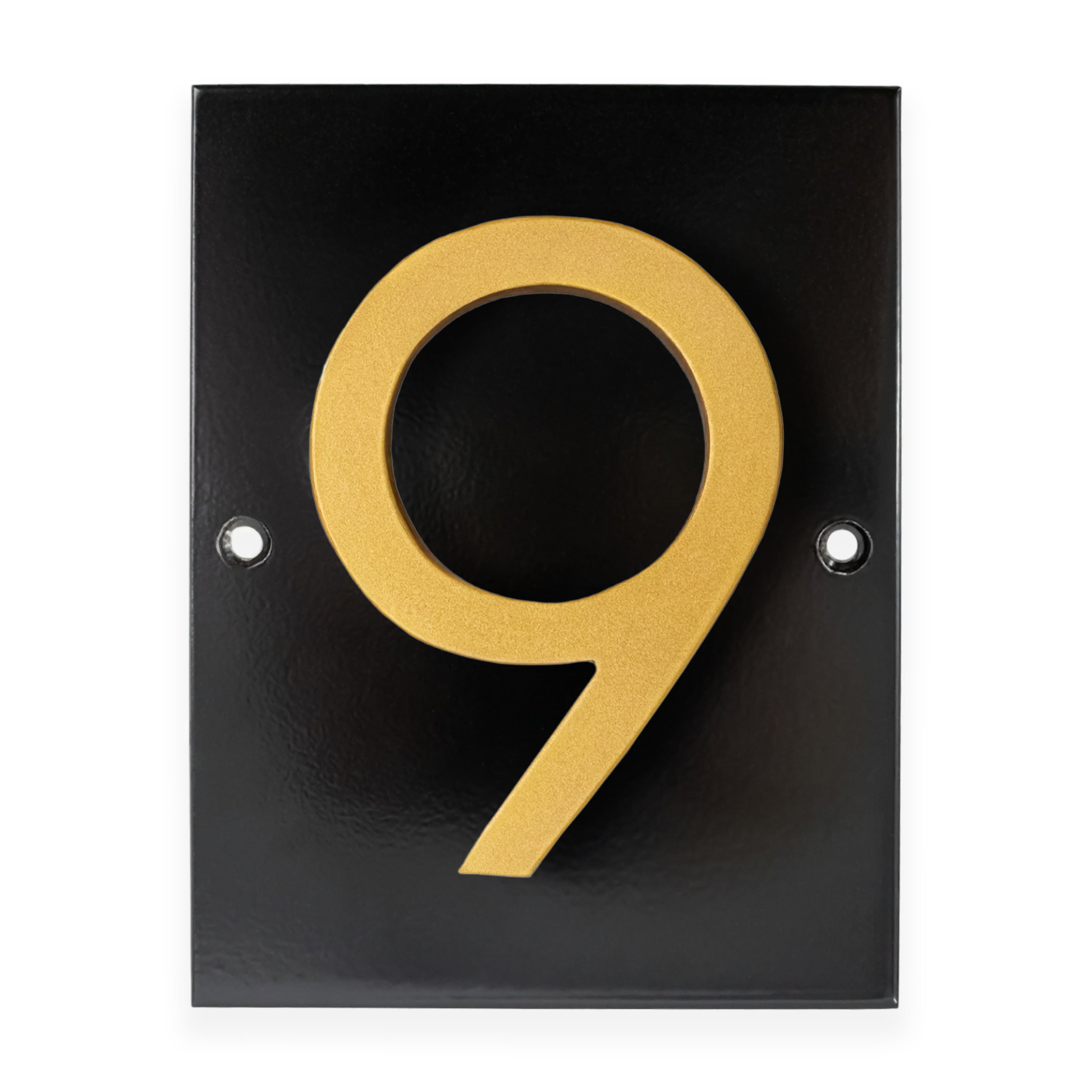 Floating Modern 4" Number Horizontal Address Plaque (1 character) - Black/Gold