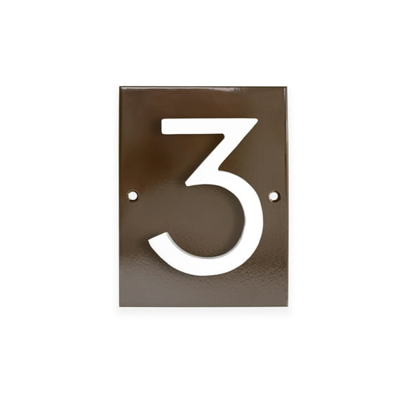 Floating Modern 4" Number Horizontal Address Plaque (1 character) - Roman Bronze/White