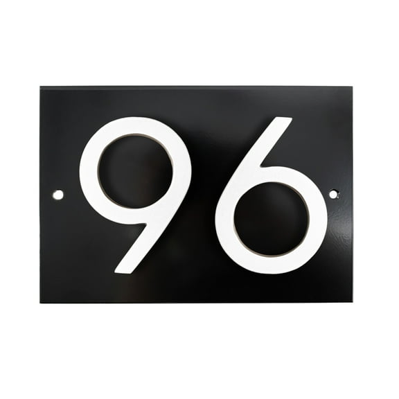 Floating Modern 4" Number Horizontal Address Plaque (2 characters) - Black/White