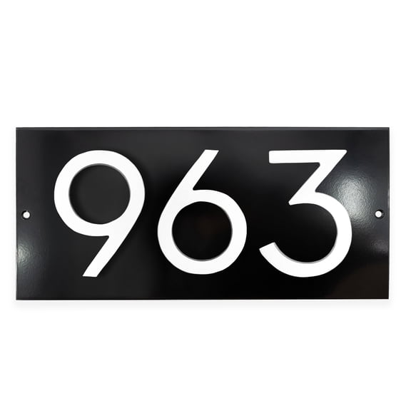 Floating Modern 4" Number Horizontal Address Plaque (3 characters) - Black/White
