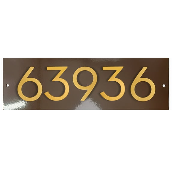 Floating Modern 4" Number Horizontal Address Plaque (5 characters) - Roman Bronze/Gold