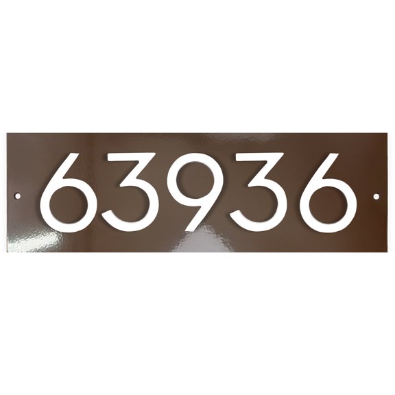 Floating Modern 4" Number Horizontal Address Plaque (5 characters) - Roman Bronze/White