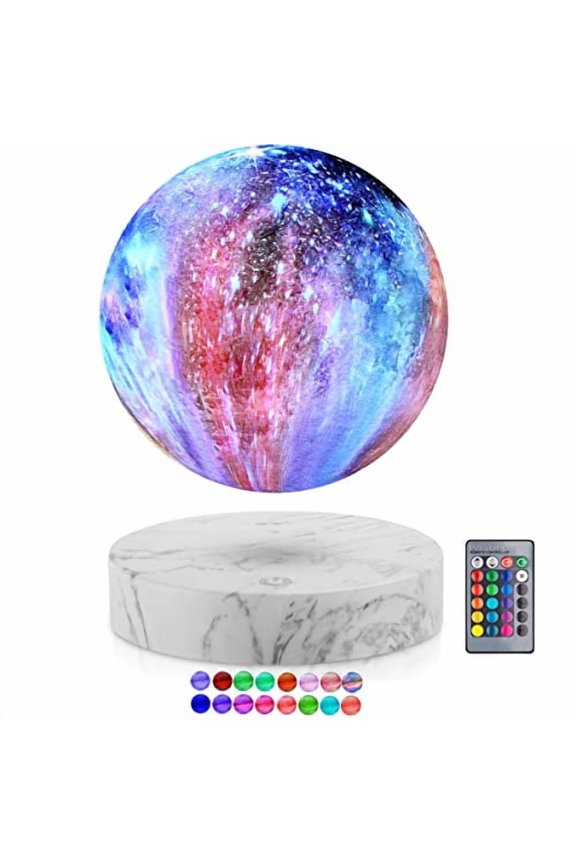 Floating Moon Lamp with 16 LED Colors, Levitating Galaxy Moon Night Light , Multi-color Rotating Table Lamp Touch Control , 3D Printed Desk Moon Light Decor