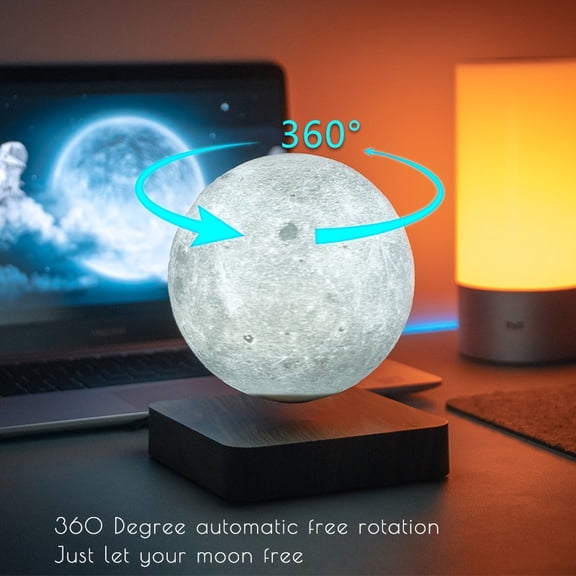 Floating Moon Lamp with 3D Printed Surface, Magnetic Levitation Technology, Three Adjustable LED Colors, Decorative Night Light for Living Room, Bedside, and Cozy Corners
