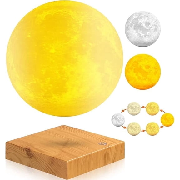 Floating Moon Lamp, Magnetic Levitating Moon Lamp 3  Colors 5.9inch Spinning 3D Night Light  Magnetic Base, Room Decor Moon Light, Birthday Christmas Gifts for Kids