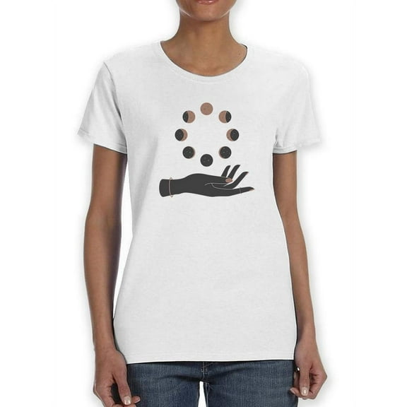 Floating Moons And Hand Shaped T-Shirt Women -Image by Shutterstock, Female 3X-Large