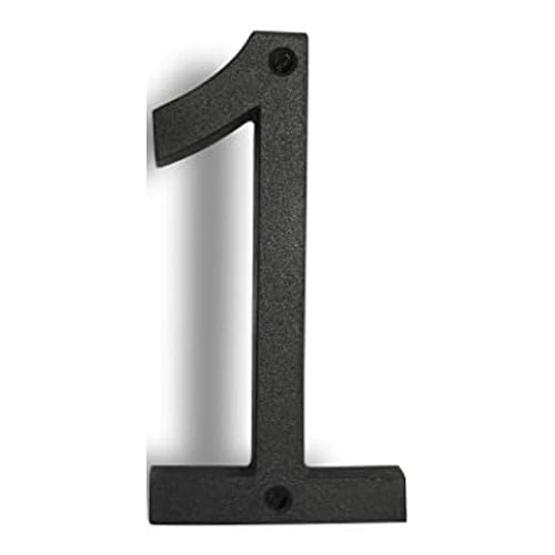 Floating Mount Colonial Cast Iron House Address Number, Rustic House Numbers, Number 1, 6.5 inches, Matte Black, KE-CL6-1