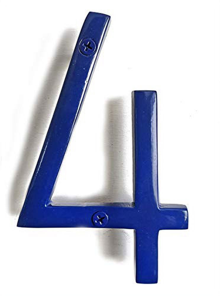Glossy Blue 6" Floating Metal House Number
