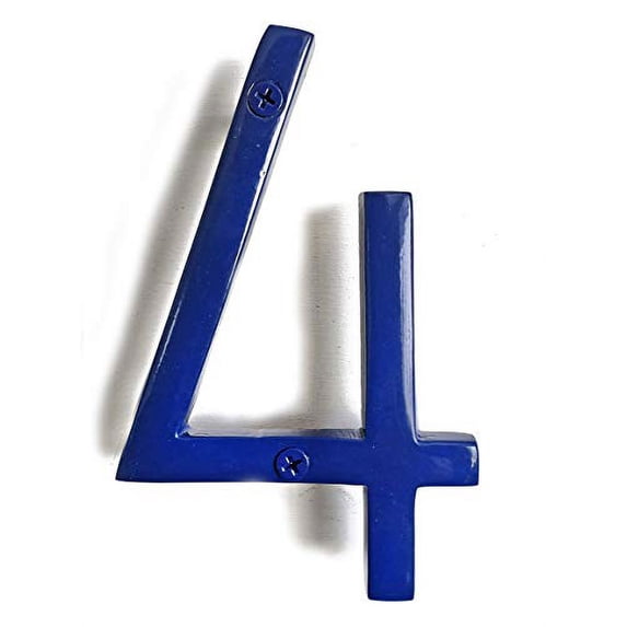 Floating Mount Shadow House Address Number, Modern Metal Numbers for Mailbox, Glossy Blue, 6", HH-SDW6-BLU-4