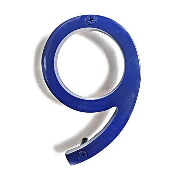 Floating Mount Shadow House Address Number, Modern Metal Numbers for Mailbox, Glossy Blue, 6", HH-SDW6-BLU-9