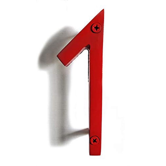 Floating Mount Shadow House Address Number, Modern Metal Numbers for Mailbox, Glossy Red, 6", HH-SDW6-RED-1