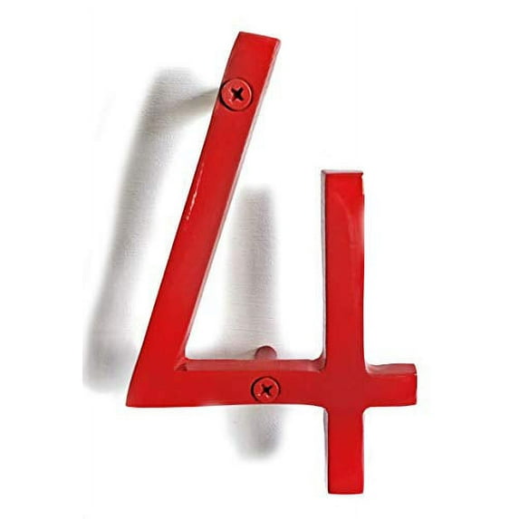 Floating Mount Shadow House Address Number, Modern Metal Numbers for Mailbox, Glossy Red, 6"