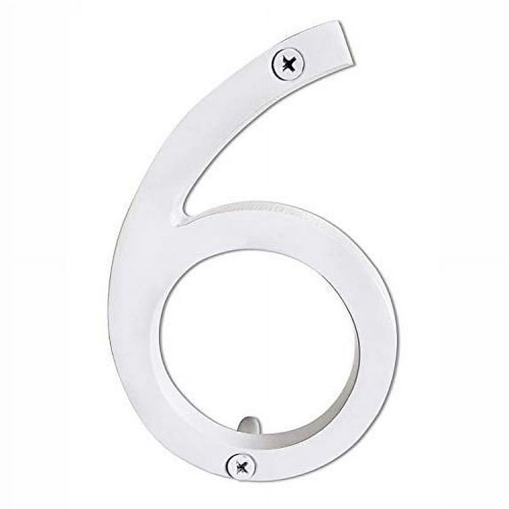 Floating Mount Shadow House Address Number, Modern Metal Numbers for Mailbox, Glossy White, 6", HH-SDW6-WHT-6