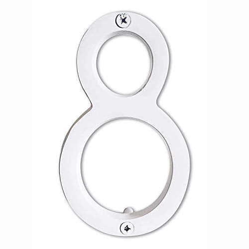 Floating Mount Shadow House Address Number, Modern Metal Numbers for Mailbox, Glossy White, 6", HH-SDW6-WHT-8