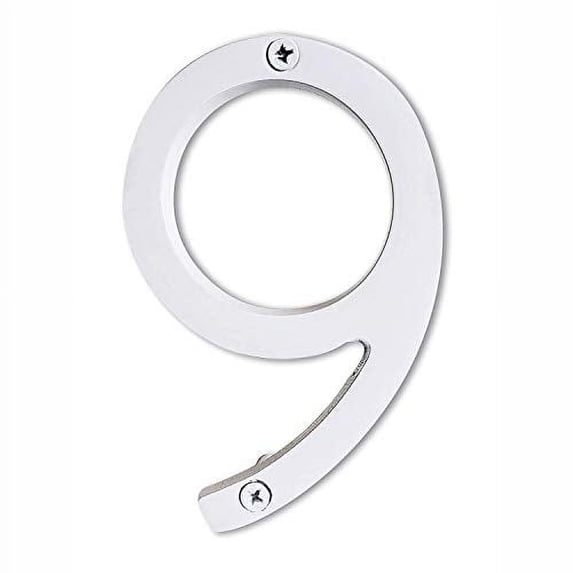 Floating Mount Shadow House Address Number, Modern Metal Numbers for Mailbox, Glossy White, 6", HH-SDW6-WHT-9
