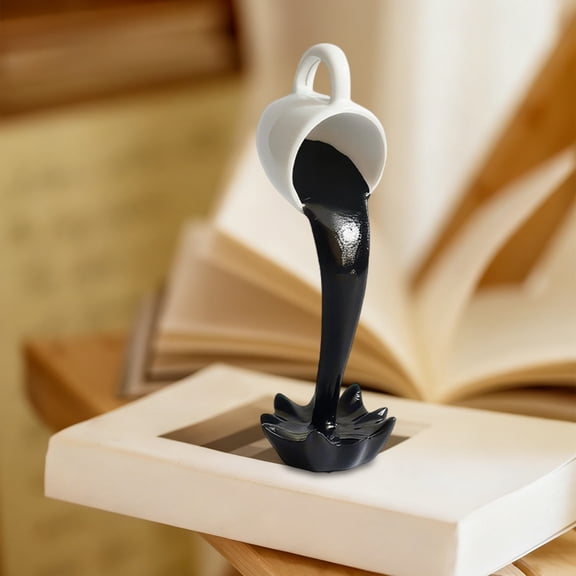 Floating Mug Flowing Water Coffee Cup, Resin Home Decor Figurine Ornament for Desktop Tabletop Living Room Decor Floating Resin Mug Decor