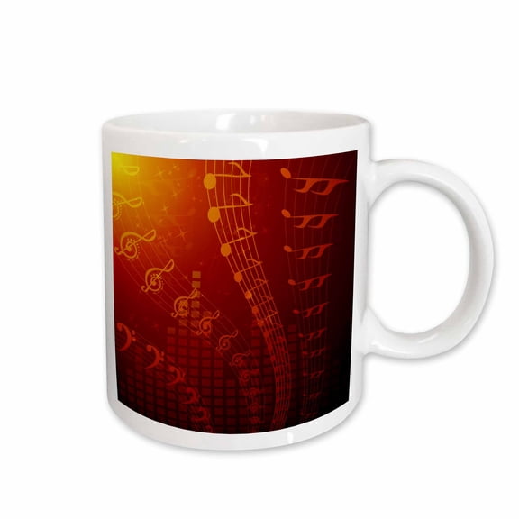 3drose, Floating Musical Notes in Orange, 15oz Mug